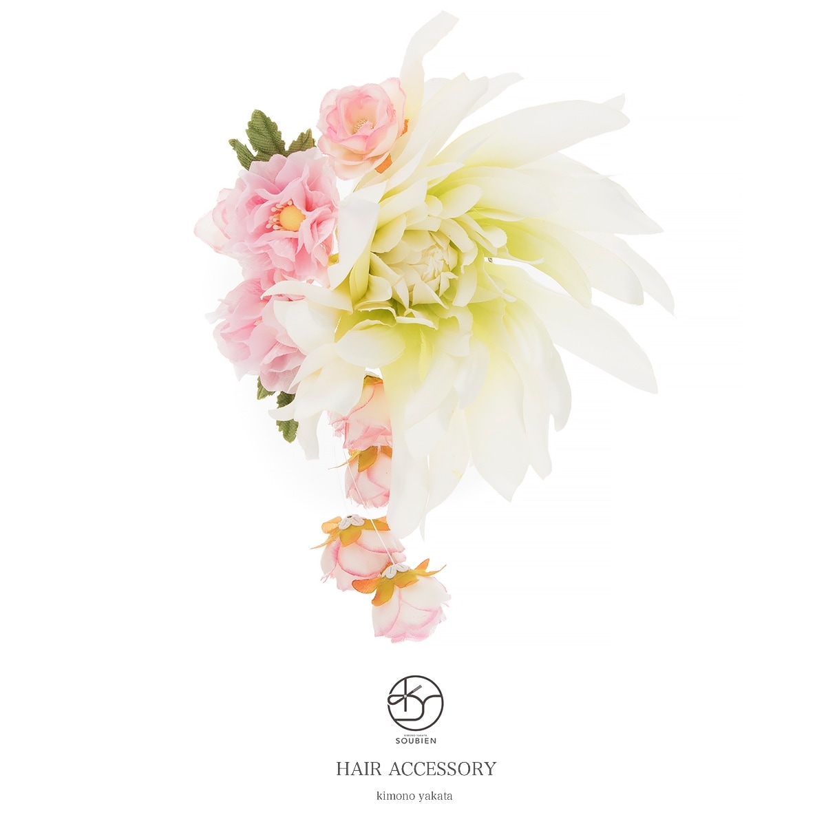 髪飾り　ピンク　白　花　椿　薔薇　コサージュ　成人式　卒業式　結婚式　二次会　振袖　袴　前撮り　髪留め　ヘアアクセサリー　日本製