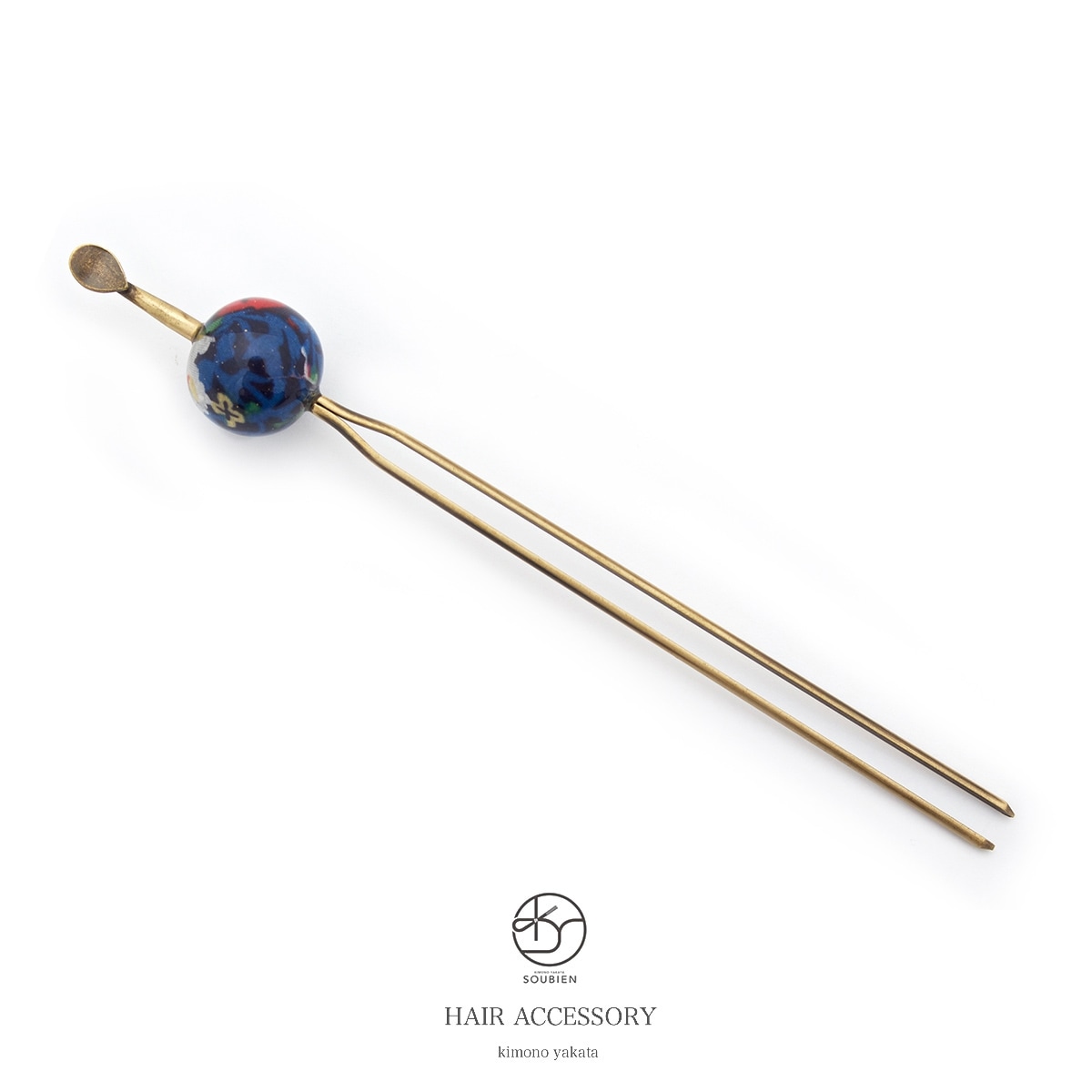 玉簪　かんざし　青藍　緑　ピンク　花柄　メタル　玉髪飾り　ヘアアクセサリー　卒業式　成人式　振袖向け　小紋　浴衣向け　日本製