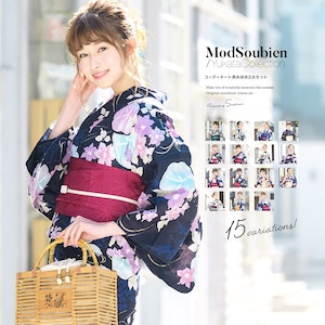 浴衣 セット レディース 浴衣セット 半幅帯 大人 2点セット（浴衣/帯） 夏 花火大会 ボヌールセゾン フリー 送料無料