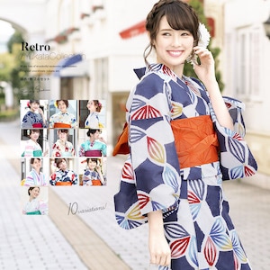 浴衣 レディース セット 浴衣セット 半幅帯 大人 2点セット 向日葵 水玉 椿 縞 花 夏 レトロ S フリー 送料無料