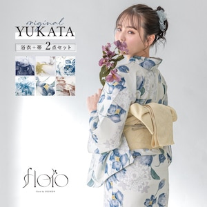 浴衣 セット レディース 浴衣セット 半幅帯 floro 2026 簡単 涼しい 青 青緑 白 グレー おしゃれ 大人 S フリー 送料無料