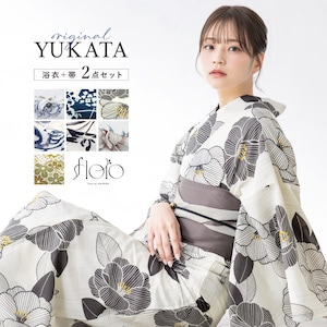 浴衣 セット レディース 浴衣セット 半幅帯 floro 2026 簡単 涼しい 青 白 紺 黒 ピンク おしゃれ 大人 S フリー 送料無料