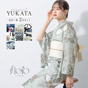 浴衣 セット レディース 浴衣セット 半幅帯 floro 2026 簡単 涼しい 紺 白 赤 緑 黒 青 おしゃれ 大人 S フリー 送料無料
