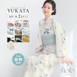 \ 新柄入荷 / 浴衣 レディース セット 2点セット 2026 女性浴衣 帯 浴衣セット 女性 白 黒 ブルー 花柄 着付け 簡単 S フリー floro 140 150 160 創美苑 送料無料