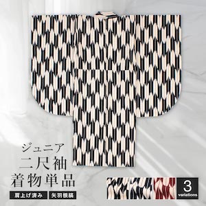 二尺袖着物 単品 卒業式 ジュニア 中学生 小学生 卒業袴 子供 キッズ 二尺袖 ショート丈 レトロ 大正ロマン 矢絣 矢羽根 子供着物 着物 袴 はかま 振袖 和装 販売 13才 12才 創美苑 送料無料
