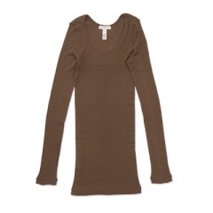 コットンカシミヤリブ クルーロングスリーブTシャツ