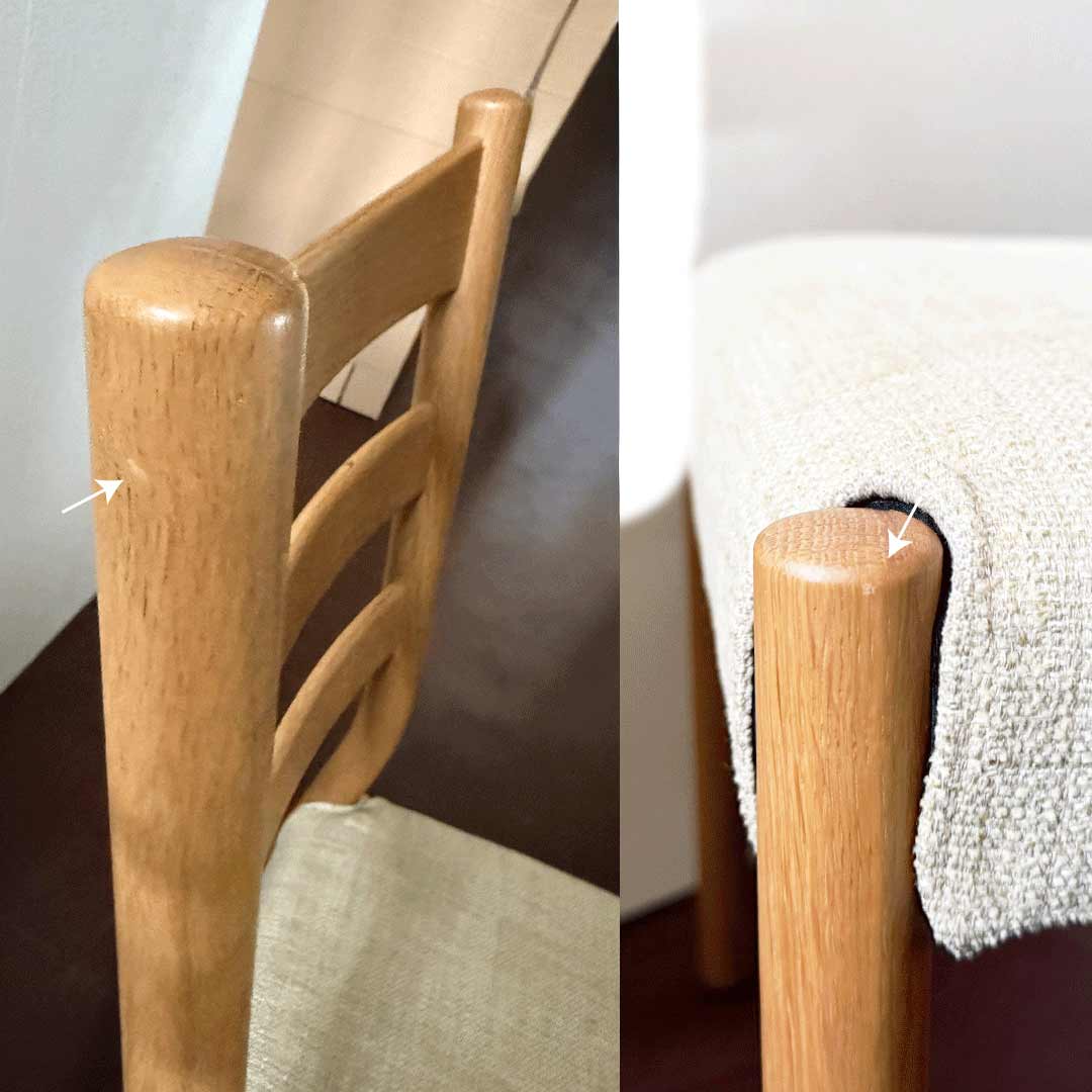 【展示品販売】サイドチェア SALA/サラ　カバー：D2 112 アンバーホワイト　コンディション：使用感有