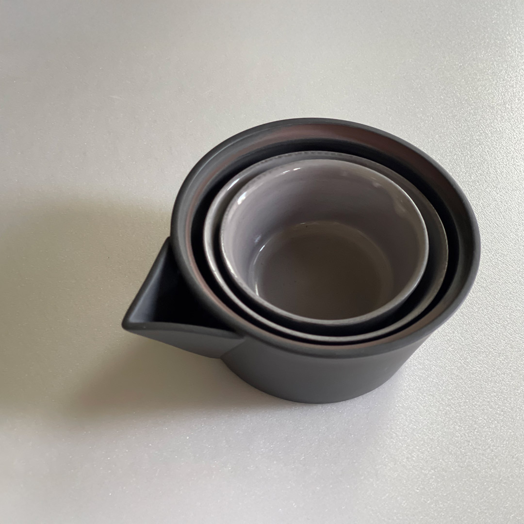 【南景製陶園】入子茶器 黒練（急須と湯呑みのセット）