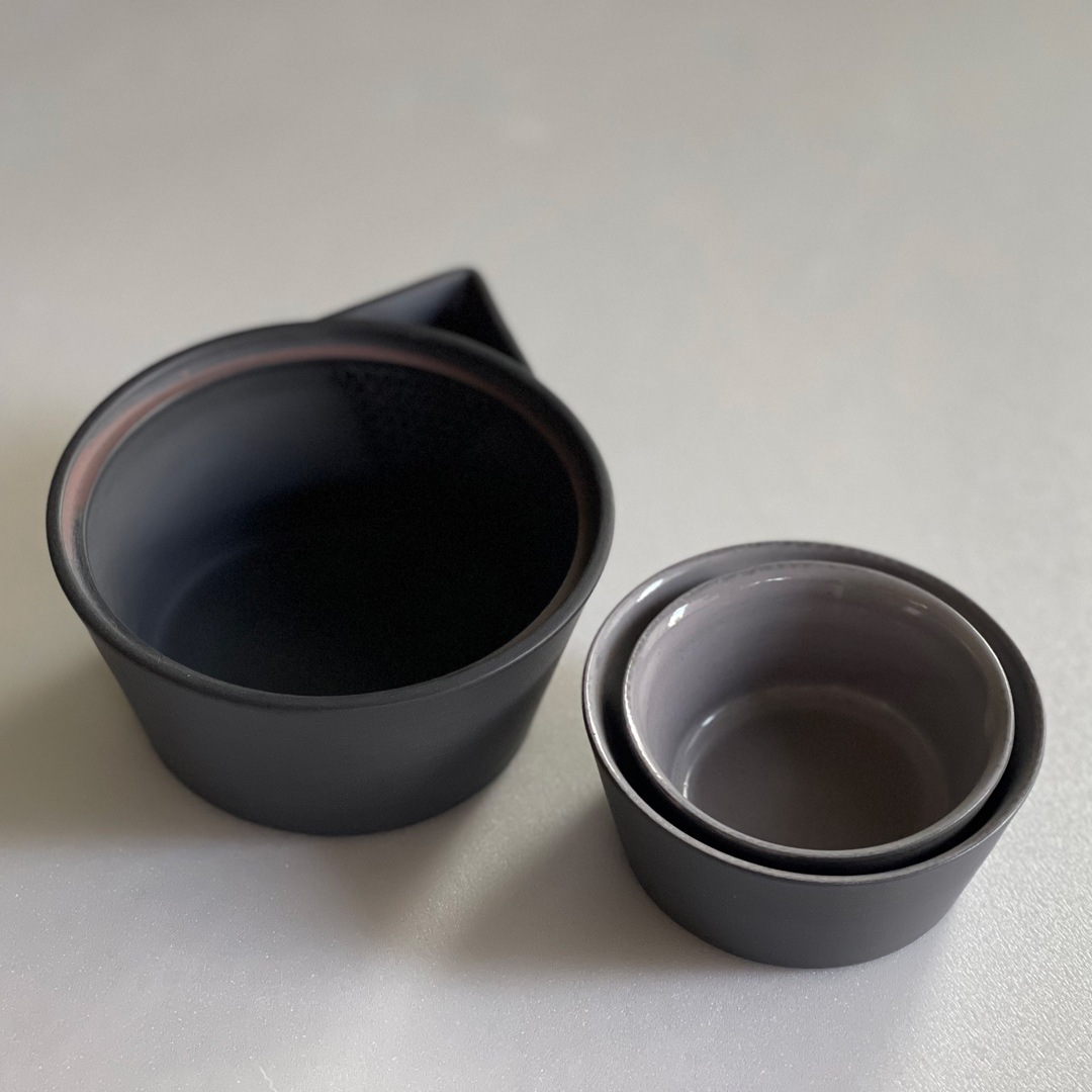 【南景製陶園】入子茶器 黒練（急須と湯呑みのセット）