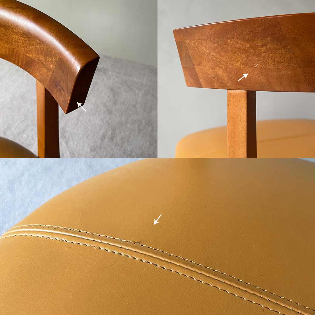【展示品販売】サイドチェア アンバー PURO/プーロ カバー:オリジナルレザー/TAN コンディション:使用感有り