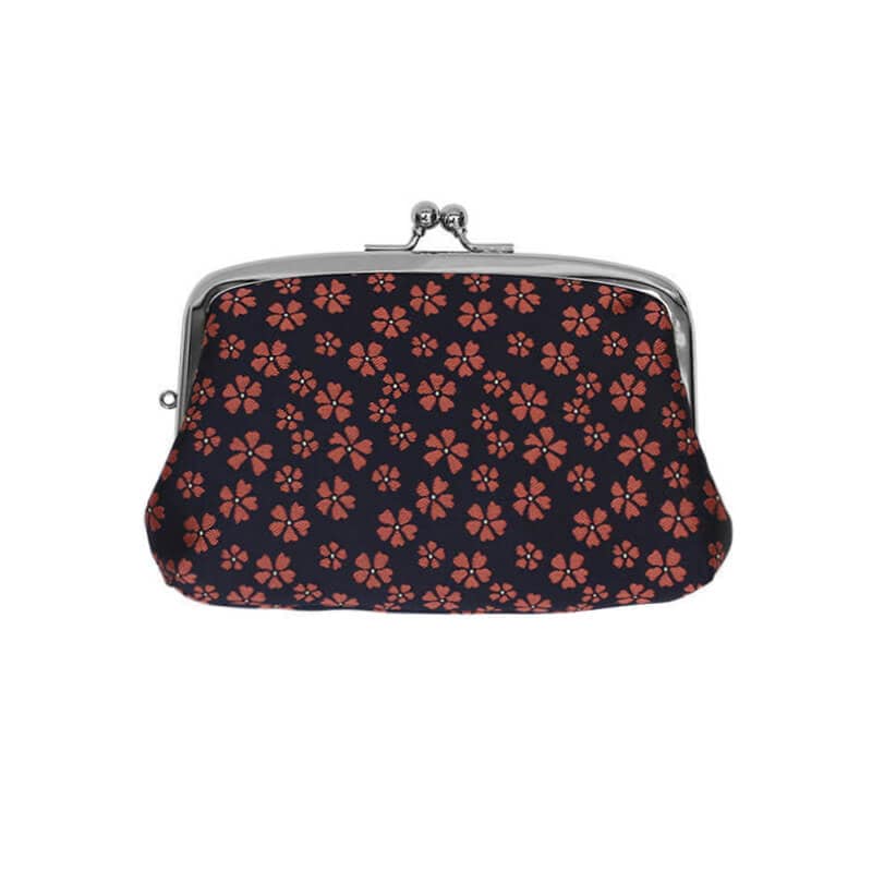 がま口 財布 / モチーフジャガード4.7親子 サクラネイビー｜京都の