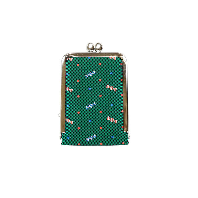 がま口 立て鏡 / お菓子ジャガード2.5立て鏡 キャンディグリーン｜京都