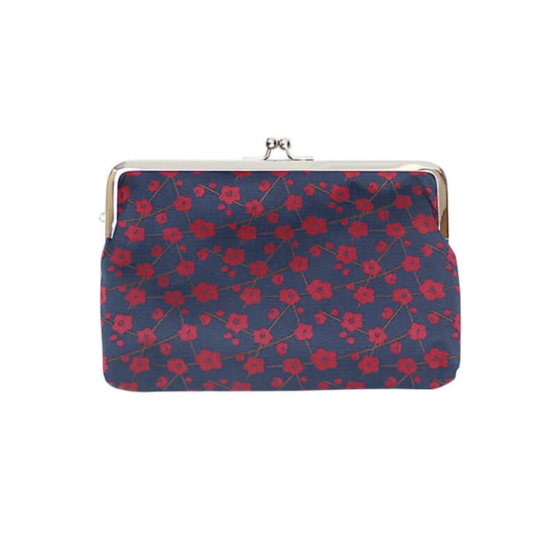 hana5.5横長ポーチ 枝梅ネイビー｜京都のがま口専門店 公式通販サイト