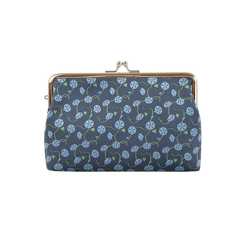 hana5.5横長ポーチ 朝顔ネイビー｜京都のがま口専門店 公式通販サイト