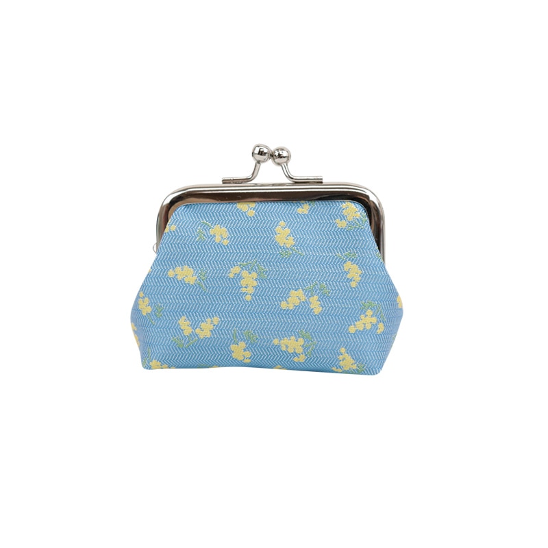 モチーフジャガード2.5角マチ ミモザブルー｜京都のがま口専門店 公式