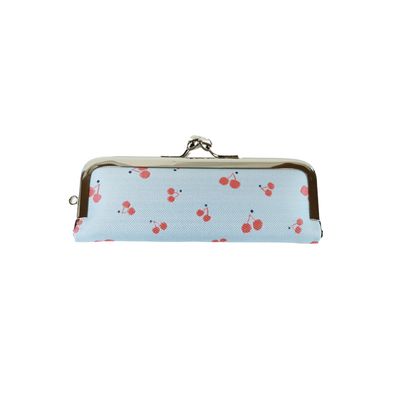 がま口 印鑑ケース / モチーフジャガード3.8印鑑ケース チェリーブルー