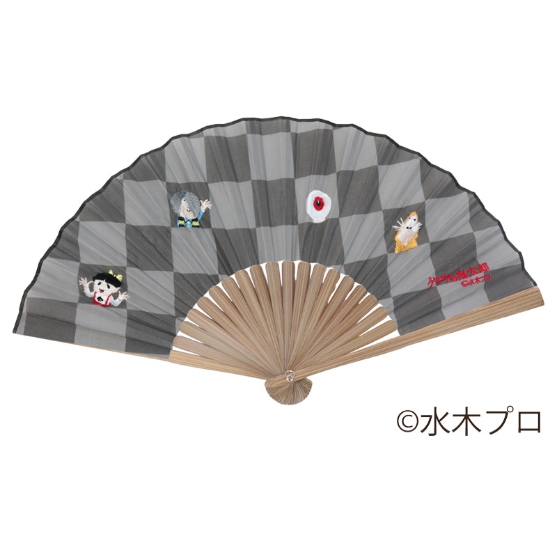 鬼太郎刺繍扇子 ブラック｜京都のがま口専門店 公式通販サイト『ぽっちり』