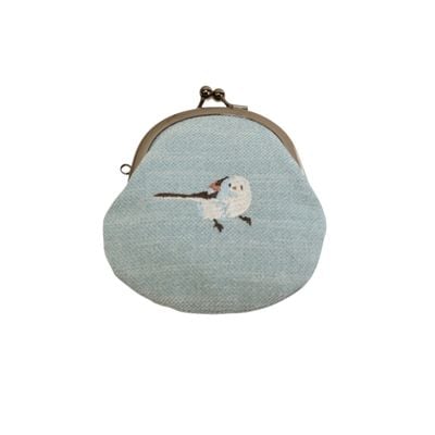 鳥刺繍2.5丸平がま口 ハシビロコウグレー｜京都のがま口専門店 公式