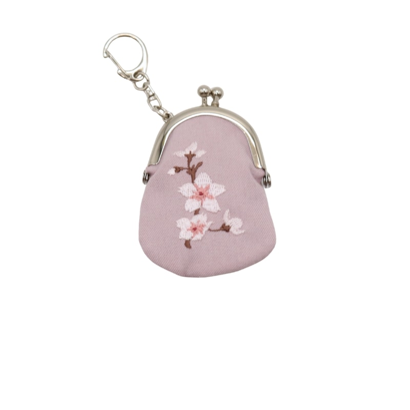 和花刺繍1.6縦長キーホルダー 桜PK｜京都のがま口専門店 公式通販