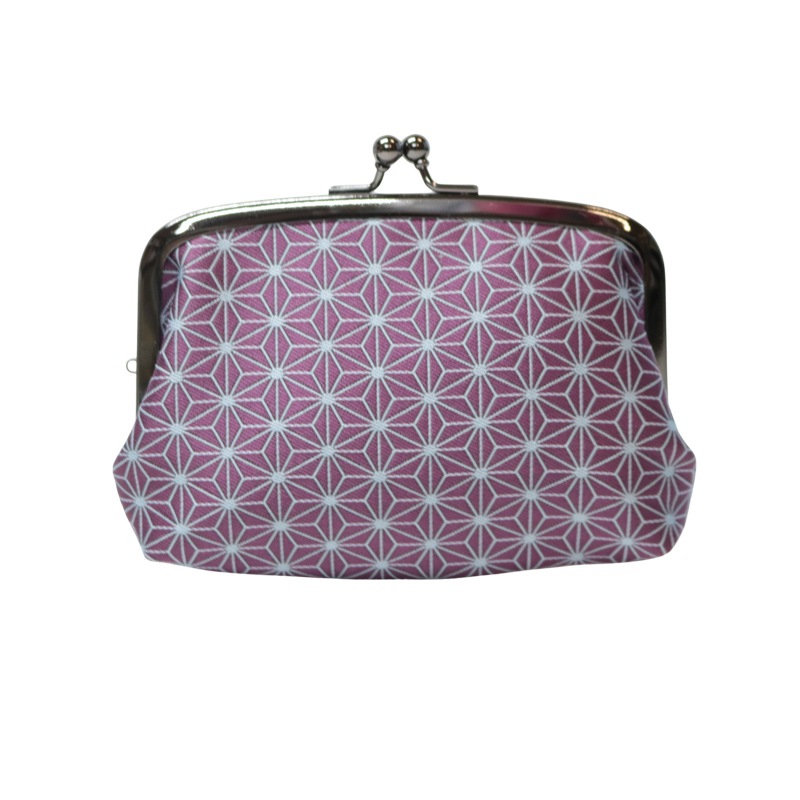 がま口 財布 / むかし文様ジャガード親子 麻の葉紫｜京都のがま口専門