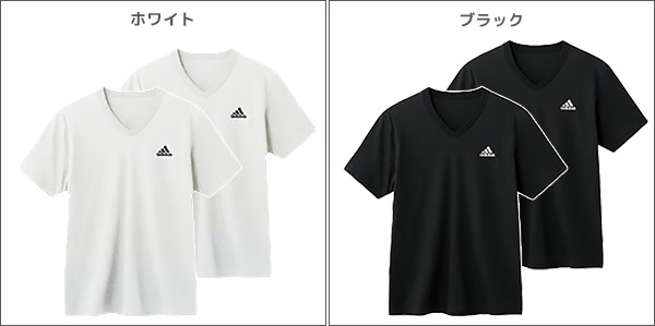 adidas アディダス VネックTシャツ 半袖V首 Tシャツ 2枚組 グンゼ