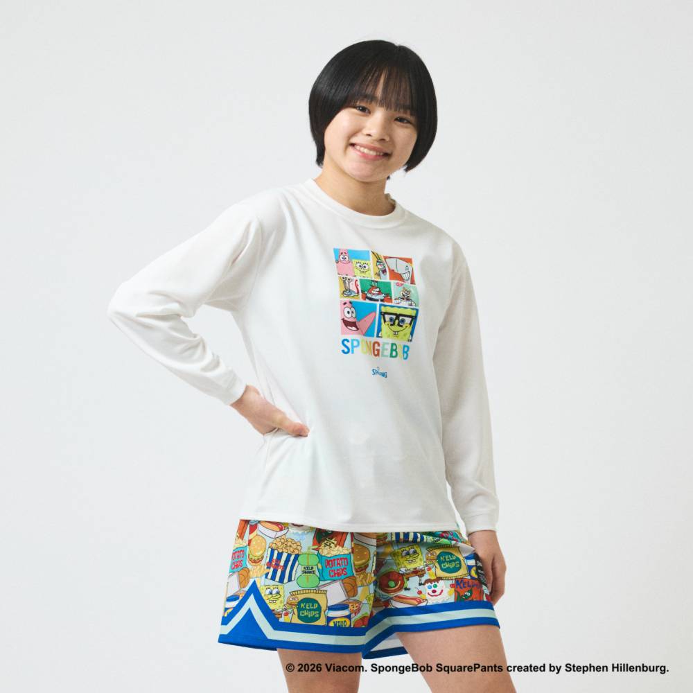 ジュニア ロングスリーブTシャツ スポンジ・ボブ ビッグフェイス キャラクターズ SJT26157S【3カラー展開】