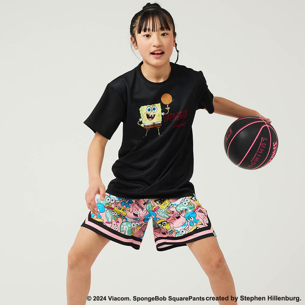 ジュニアTシャツ スポンジ・ボブスピニング バスケットボール SJT24171S【4カラー展開】