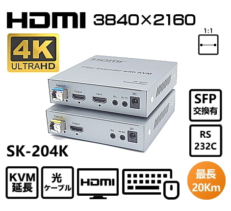 HDMI KVM光ケーブル延長器 SK-204K最大20Km | KVM延長器,HDMIモニタKVM