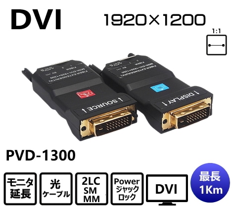 DVI 光ケーブル延長器 PVD-1300 最大1km | モニタ延長器,DVI