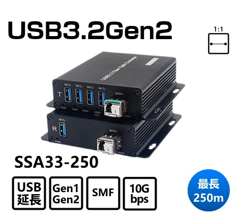 USB3.2Gen2��USB�ǥХ���10Gbps��Ĺ SSA33-250 250m