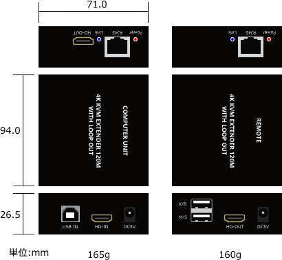HDMI KVM LAN�����֥��Ĺ�� HK214-TR ����120m 4K�б� 