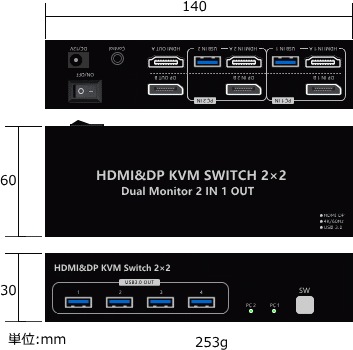 DP/HDMI�ǥ奢��ǥ����ץ쥤KVM���� DSK-202