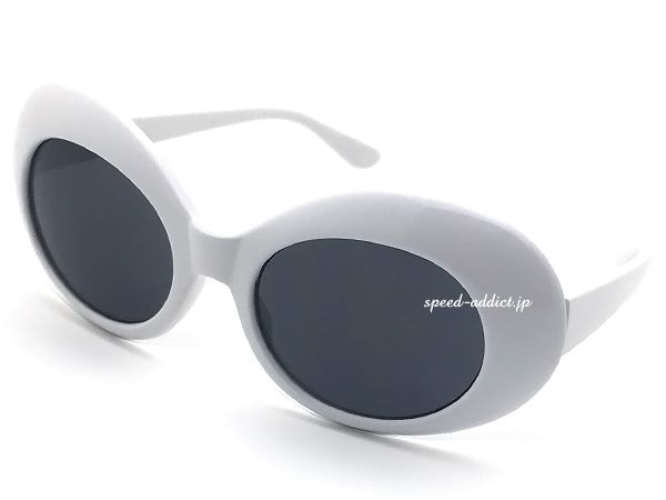 70's DESIGN OVAL SUNGLASS��70's�ǥ����󥪡��Х륵�󥰥饹��WHITE �� SMOKE