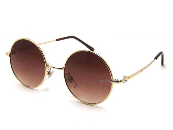 �ݴ�� SUNGLASS for JAPANESE��ROUND�饦��ɥ��󥰥饹for����ѥˡ�����GOLD �� BROWN HALF