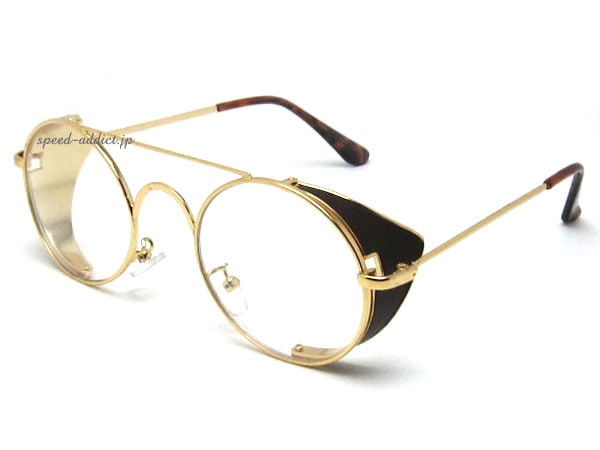 30's STYLE ���Ѽ� SIDE COVER ROUND SUNGLASS��30s����������Ѽ������ɥ��С��饦��ɥ��󥰥饹��GOLD �� CLEAR