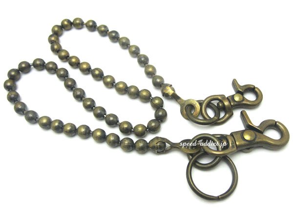 真鍮無垢（鋳物）DOUBLE CLIP WALLET CHAIN BALL（BRASSブラス無垢