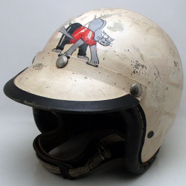 60's 純正バイザー付 McHAL SPEEDWAY 革巻リム 初期型 WHITE 58cm