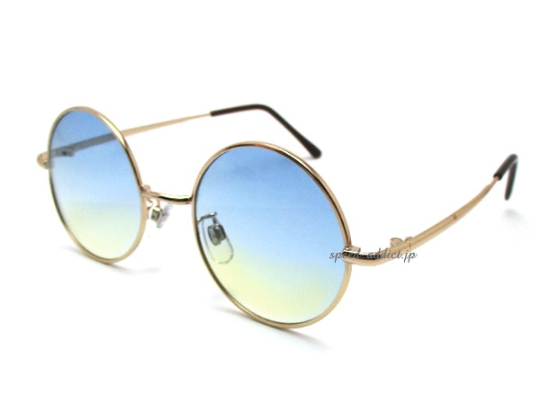 �ݴ�� SUNGLASS for JAPANESE��ROUND�饦��ɥ��󥰥饹for����ѥˡ�����GOLD �� BLUE/YELLOW