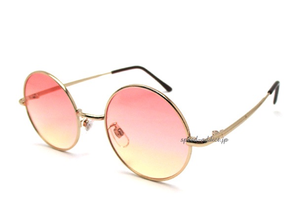 �ݴ�� SUNGLASS for JAPANESE��ROUND�饦��ɥ��󥰥饹for����ѥˡ�����GOLD �� PINK/YELLOW