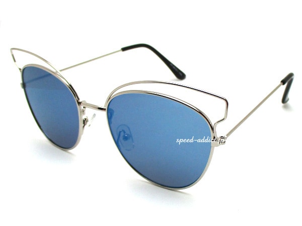 2CURVE BROW FOX SUNGLASS��2�����֥֥����ե��å������󥰥饹��SILVER �� BLUE MIRROR