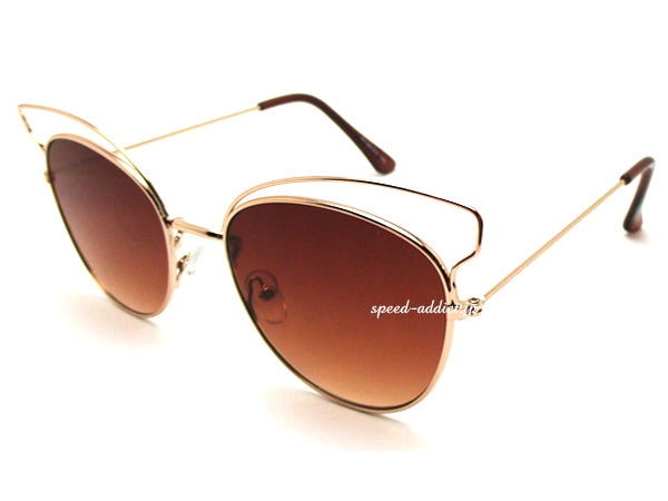 2CURVE BROW FOX SUNGLASS��2�����֥֥����ե��å������󥰥饹��GOLD �� BROWN HALF