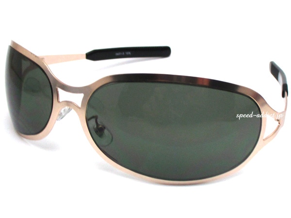 METAL OVAL SUNGLASS�ʥ᥿�륪���Х륵�󥰥饹�˱�ä�GOLD �� DARK GREEN
