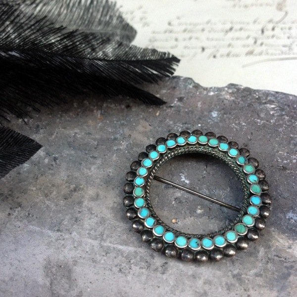 Vintage Silver��Turquoise Brooch by Frank Dishta�ʥե�� �ǥ����奿 ������ơ��� ����С��ߥ��������� �֥�������