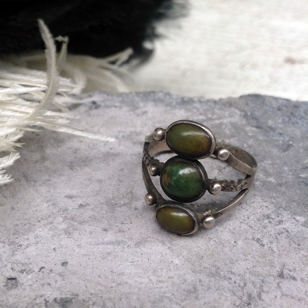  Vintage Silver��Green Turquoise Ring�ʥ���С��ߥ��꡼�󥿡���������󥰡�