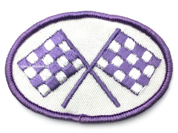 60's VINTAGE CHECKER FLAGS WAPPEN��60s�ӥ�ơ��������å����ե�å���åڥ��PURPLE