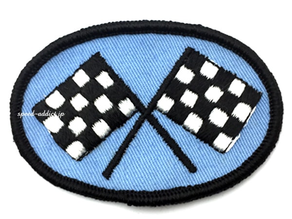 60's VINTAGE CHECKER FLAGS WAPPEN��60s�ӥ�ơ��������å����ե�å���åڥ��BLUE