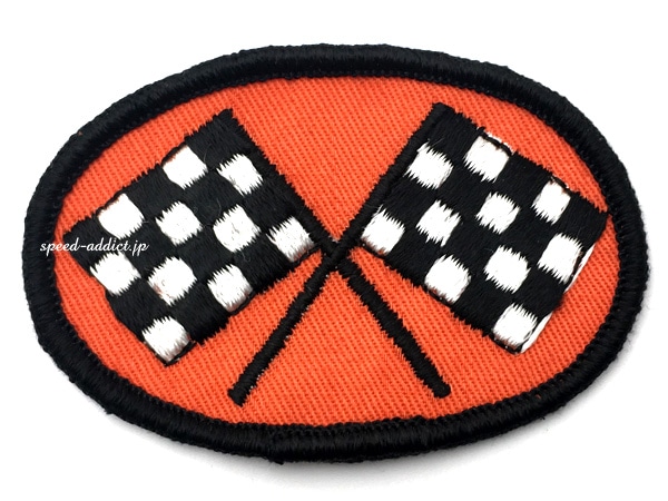 60's VINTAGE CHECKER FLAGS WAPPEN��60s�ӥ�ơ��������å����ե�å���åڥ��ORANGE