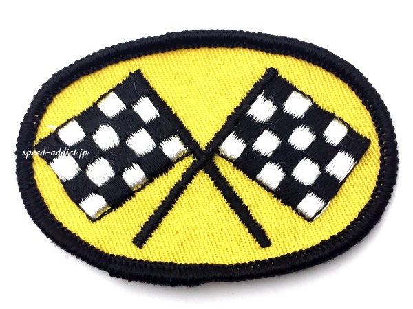 60's VINTAGE CHECKER FLAGS WAPPEN��60s�ӥ�ơ��������å����ե�å���åڥ��YELLOW