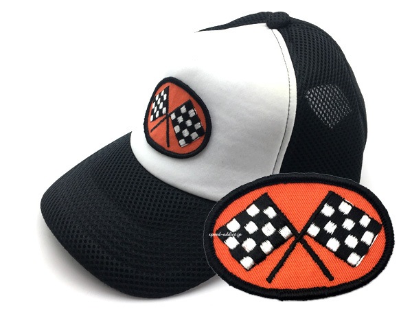 MESH CAP CHECKER FLAGS�ʥ�å��奭��åץ����å����ե�å���ORANGE