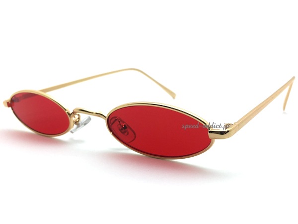 METAL NARROW OVAL SUNGLASSʥ᥿ʥХ륵󥰥饹GOLD  RED